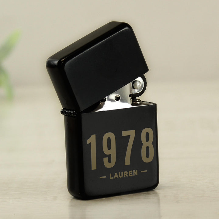 Personalised Date &amp; Name Black Lighter – alternative view