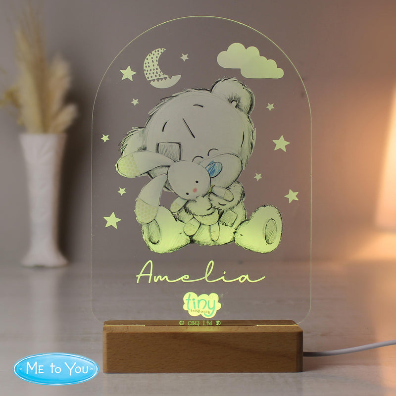 Personalised Tiny Tatty Teddy Wooden Based LED Light