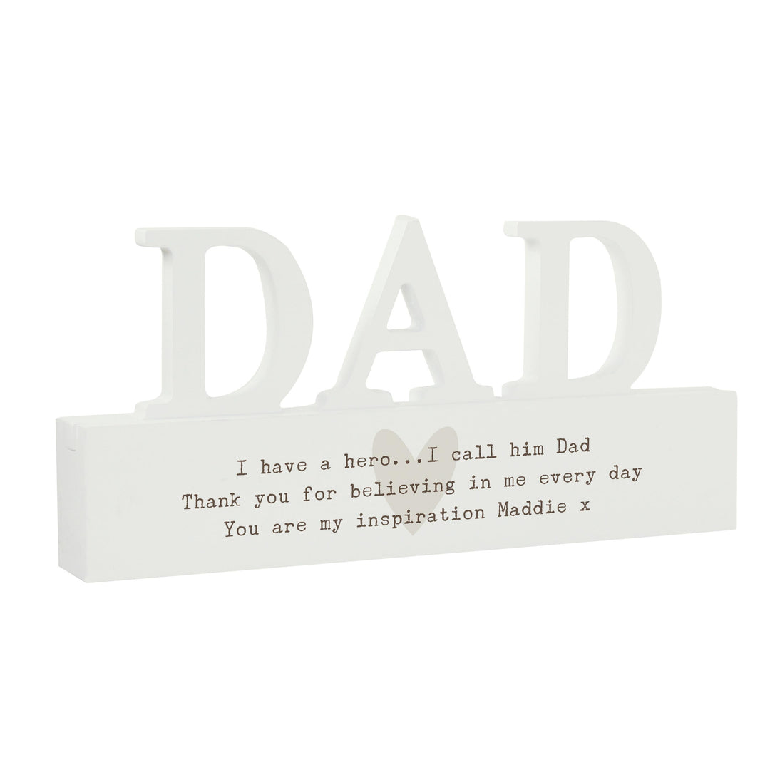 Personalised Free Text Heart Wooden Dad Ornament – alternative view