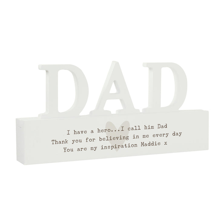 Personalised Free Text Heart Wooden Dad Ornament – alternative view
