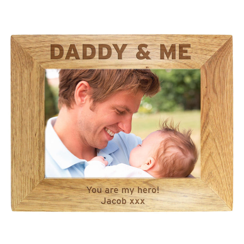 Personalised Daddy & Me 5x7 Landscape Wooden Photo Frame