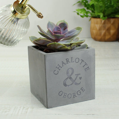 Personalised Couples Concrete Pot