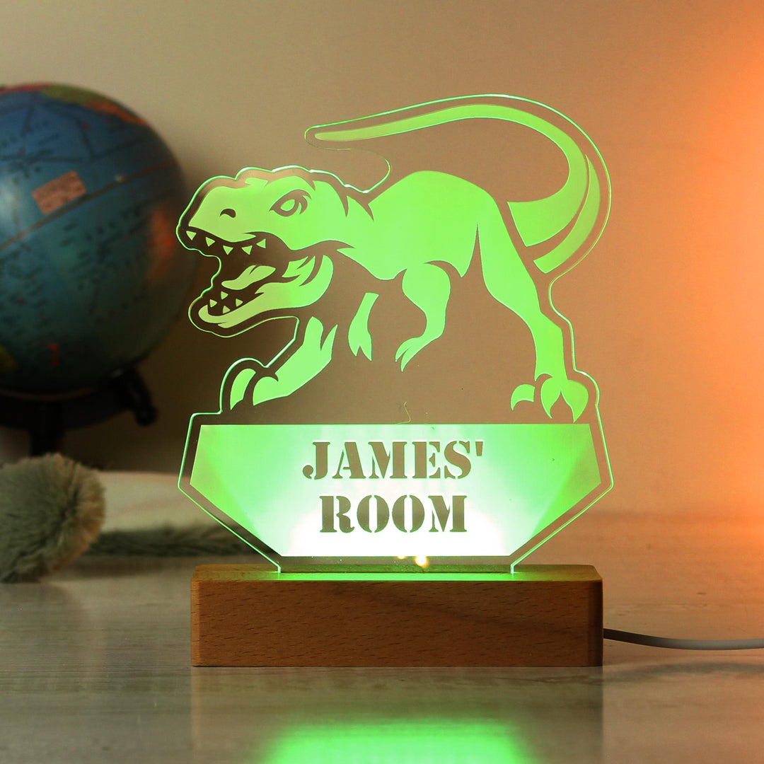 Personalised Dinosaur Wooden Based LED Light - alternative view