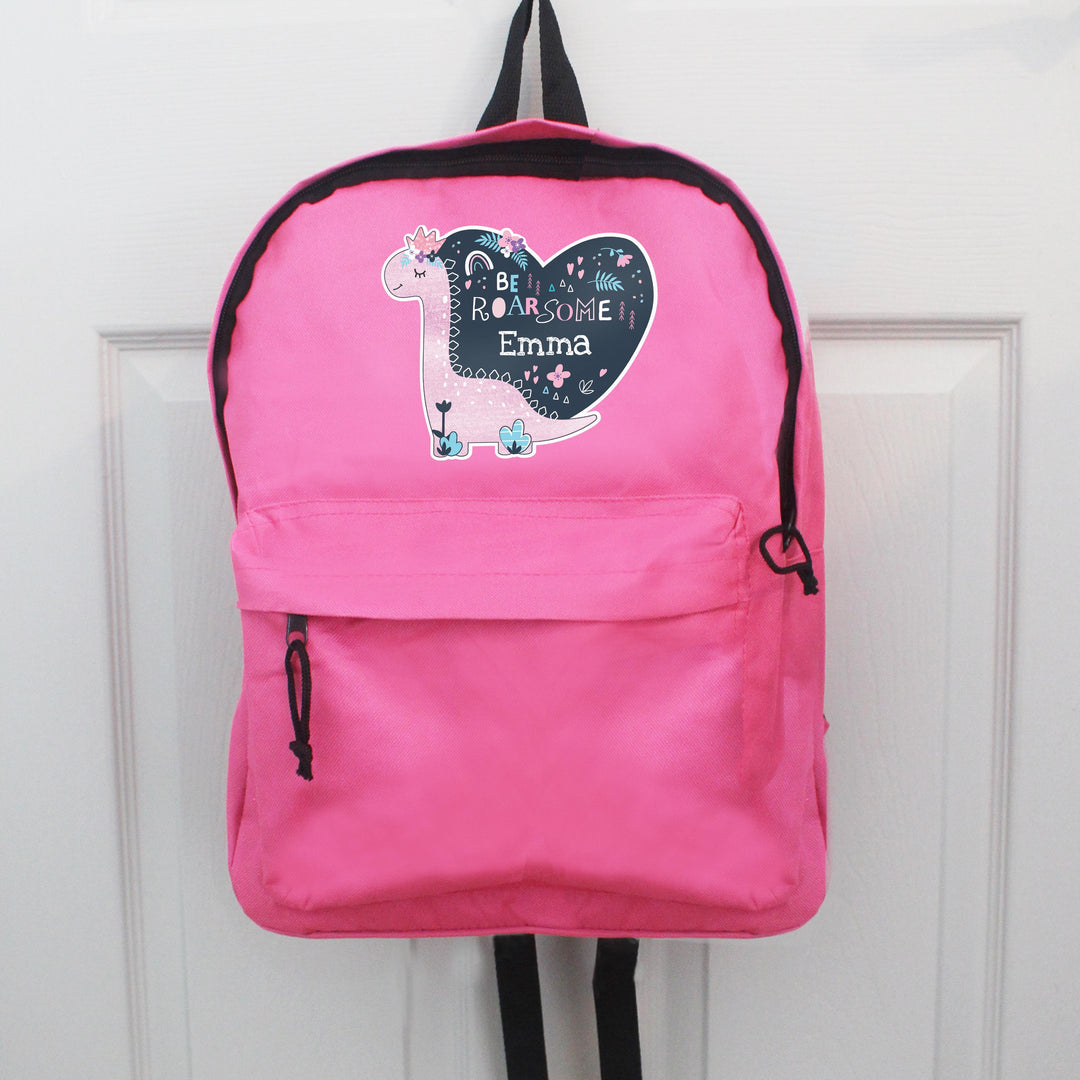 Personalised Dinosaur Pink Backpack – alternative view
