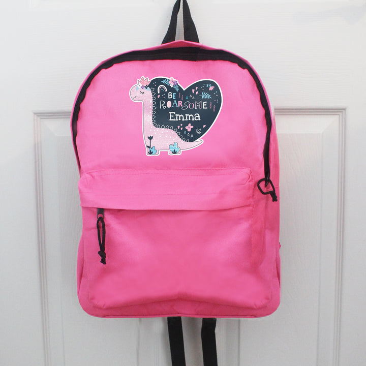 Personalised Dinosaur Pink Backpack – alternative view