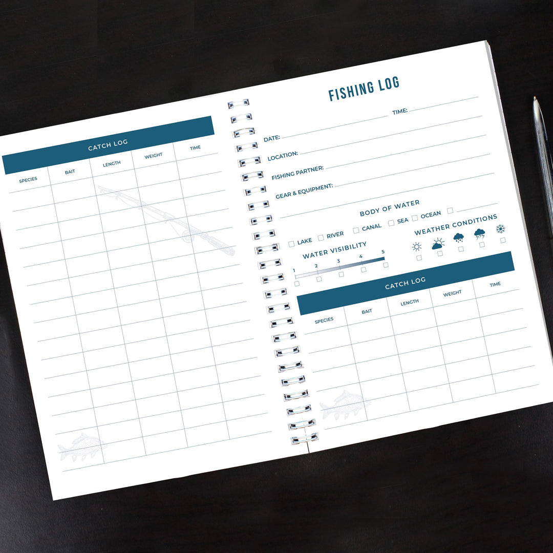 Personalised A5 Fishing Log Book – alternative view
