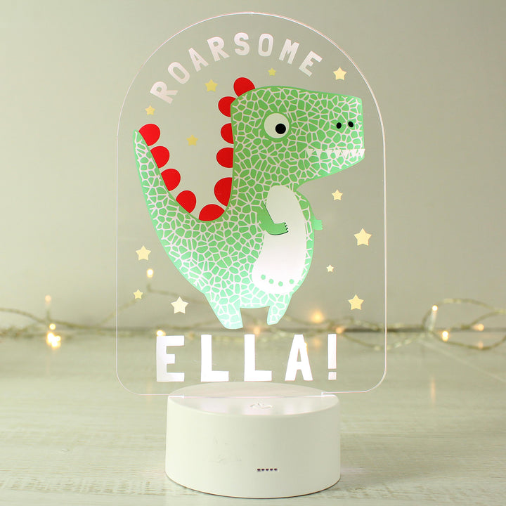 Personalised Roarsome Dinosaur LED Colour Changing Night Light – alternative view