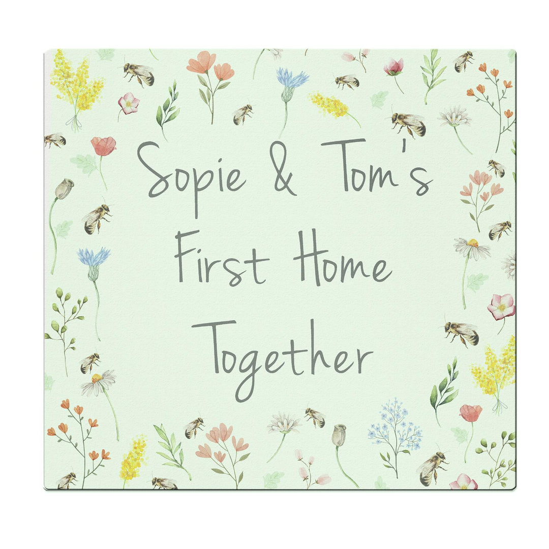 Personalised Busy Bee Glass Chopping Board/Worktop Saver – alternative view