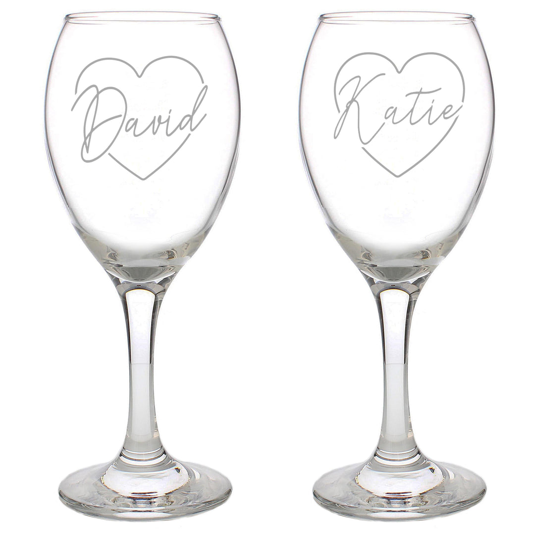 Personalised Heart Name Wine Glass Set – alternative view