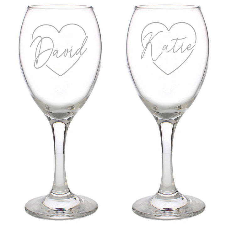 Personalised Heart Name Wine Glass Set – alternative view