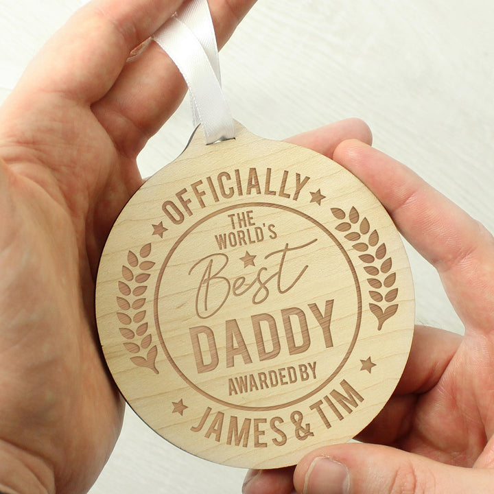 Personalised Officially The Best Round Wooden Medal – alternative view