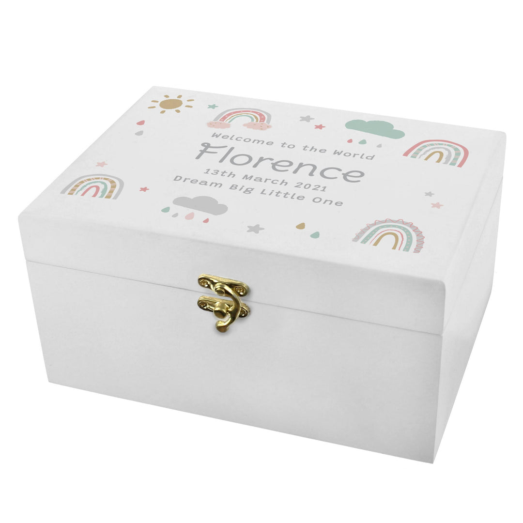 Personalised Rainbow White Wooden Keepsake Box – alternative view