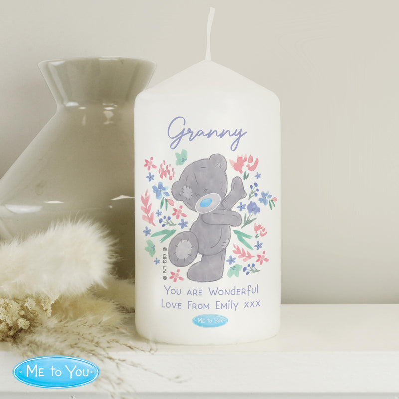 Personalised Me To You Floral Pillar Candle