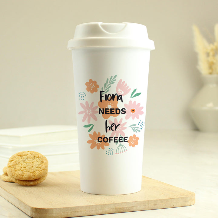 Personalised Floral Travel Mug – alternative view