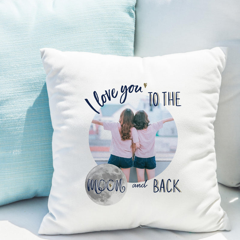 Personalised Moon & Back Photo Upload Cushion