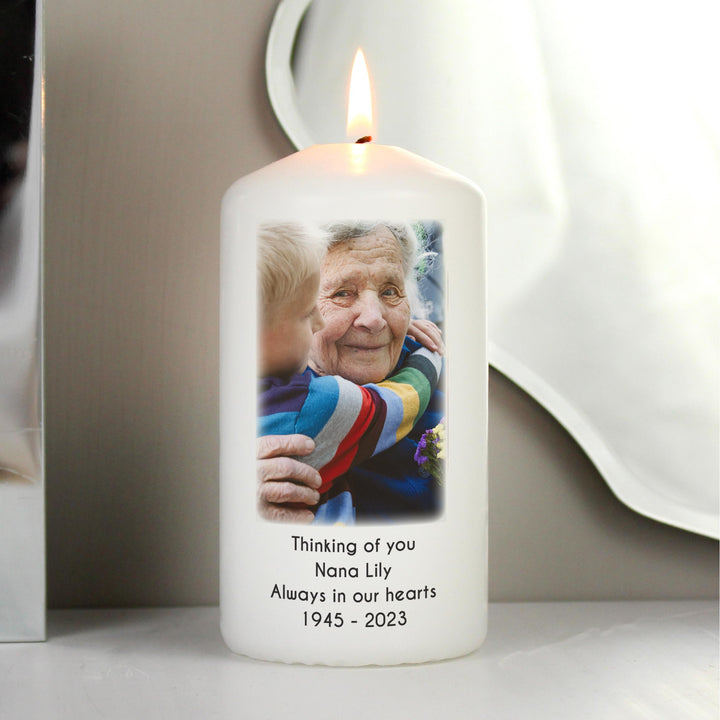 Personalised Photo Upload Pillar Candle – alternative view