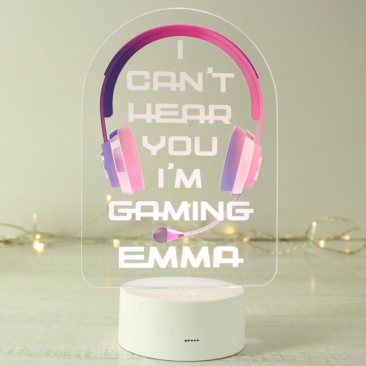 Personalised Pink Gaming LED Colour Changing Night Light, The Personal Shop, personalised gifts