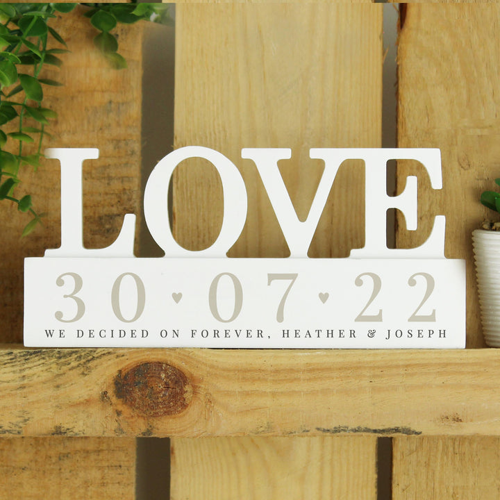 Personalised Big Date Wooden Love Ornament – alternative view