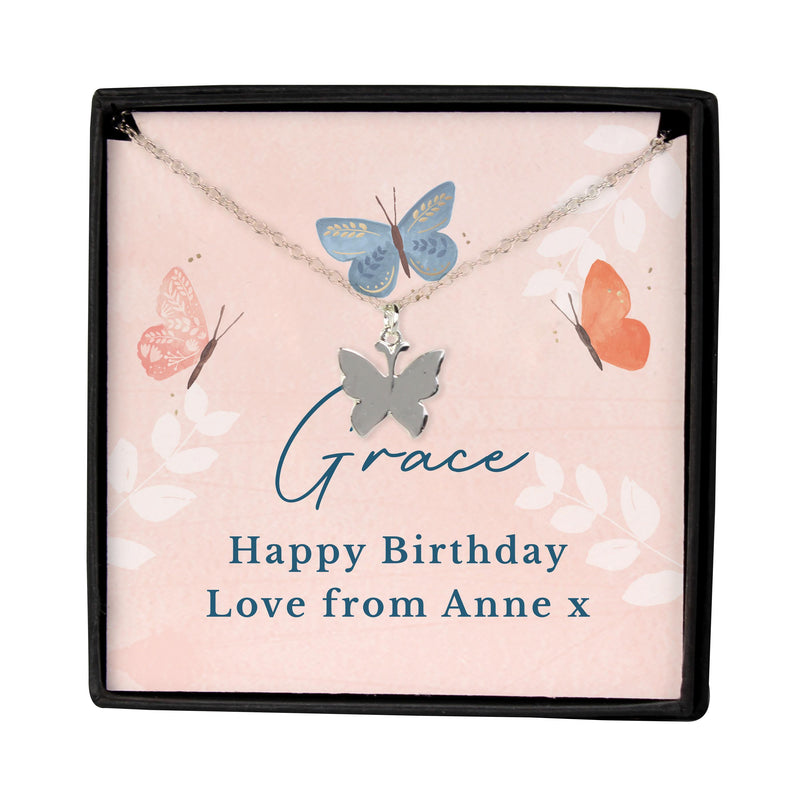 Personalised Butterfly Sentiment Necklace and Box