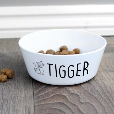 Personalised Scribble Cat Plastic Cat Bowl
