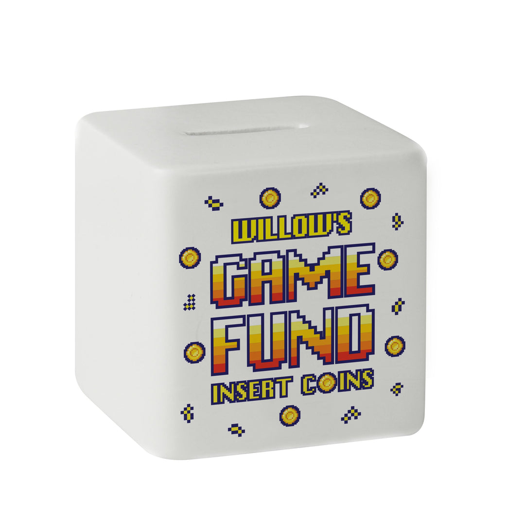 Personalised Gaming Fund Ceramic Square Money Box – alternative view