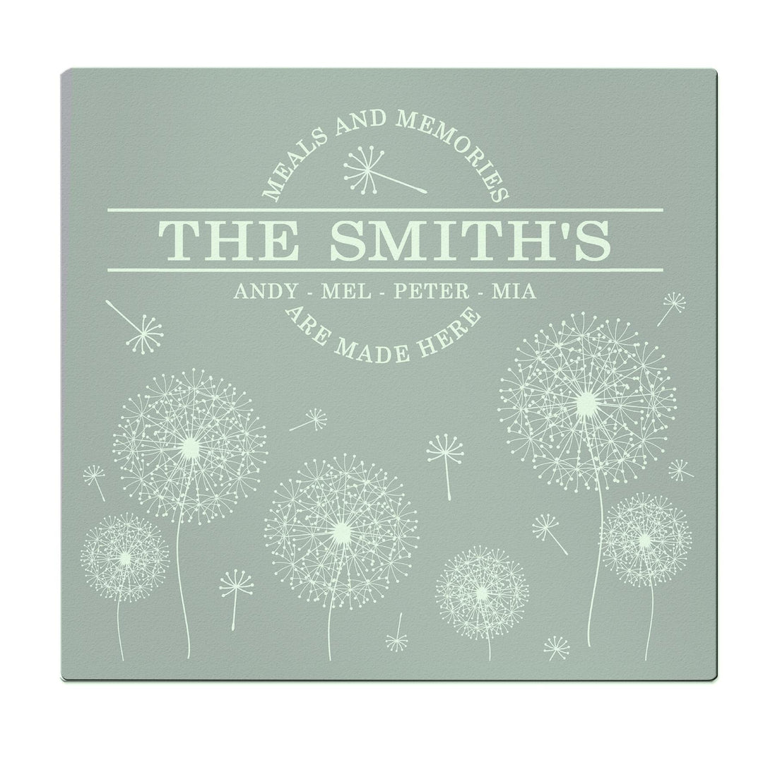 Personalised Dandelion Glass Chopping Board/Worktop Saver – alternative view