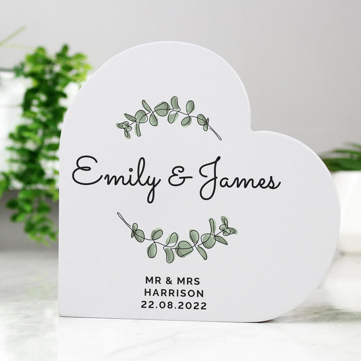 Personalised Botanical Free Standing Heart Ornament, The Personal Shop, personalised gifts