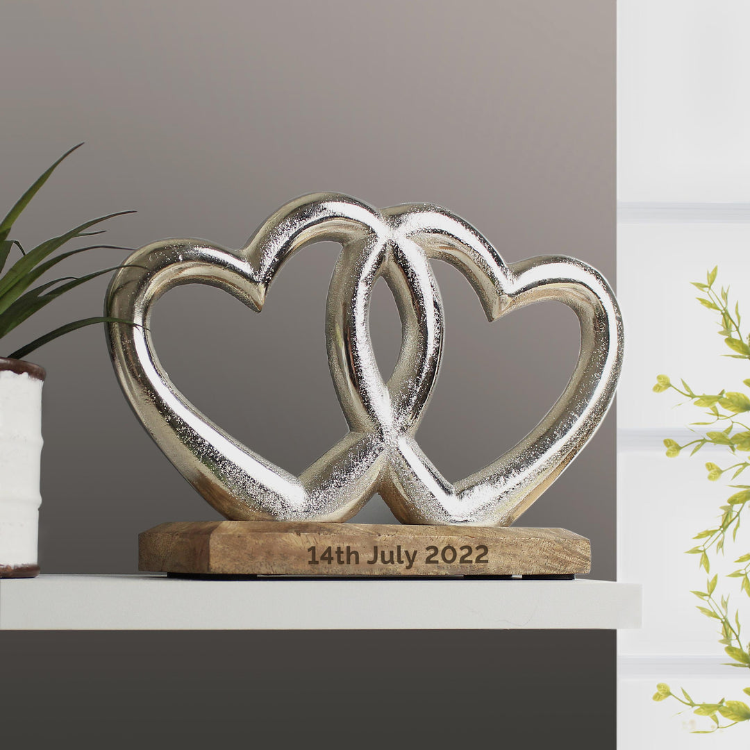 Personalised Free Text Double Heart Ornament – alternative view