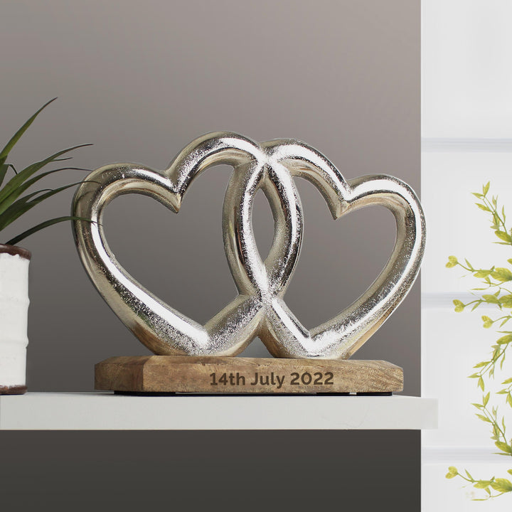Personalised Free Text Double Heart Ornament – alternative view