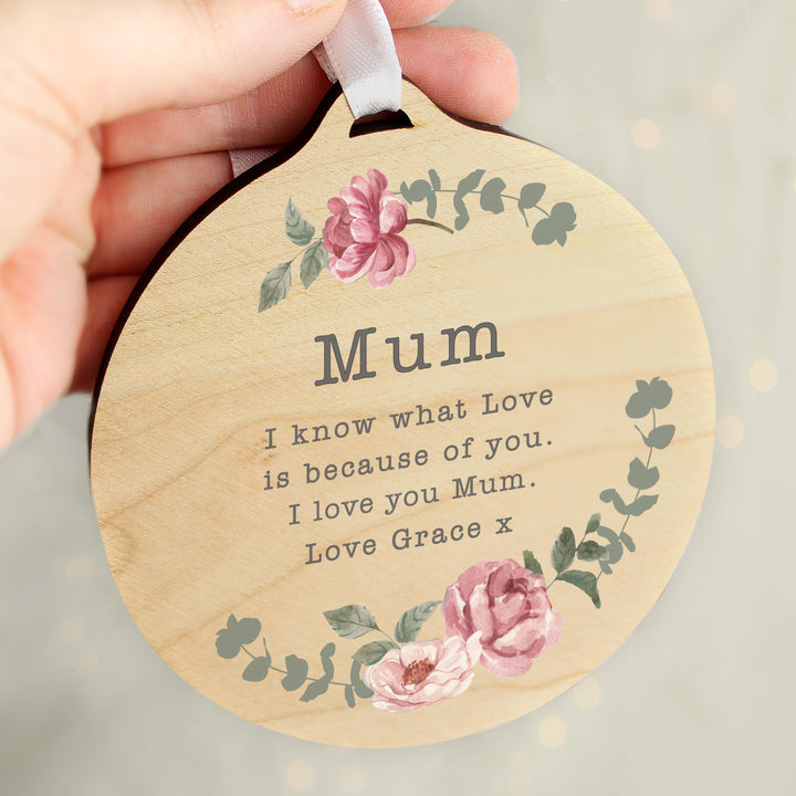 Personalised Floral Watercolour Round Wooden Decoration, The Personal Shop, personalised gifts