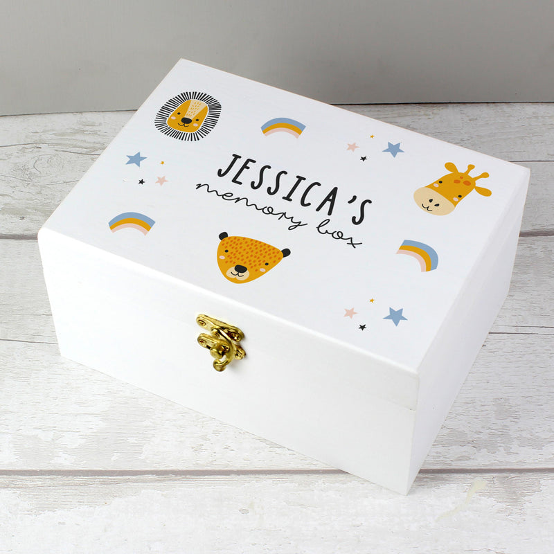 Personalised Zoo White Wooden Keepsake Box