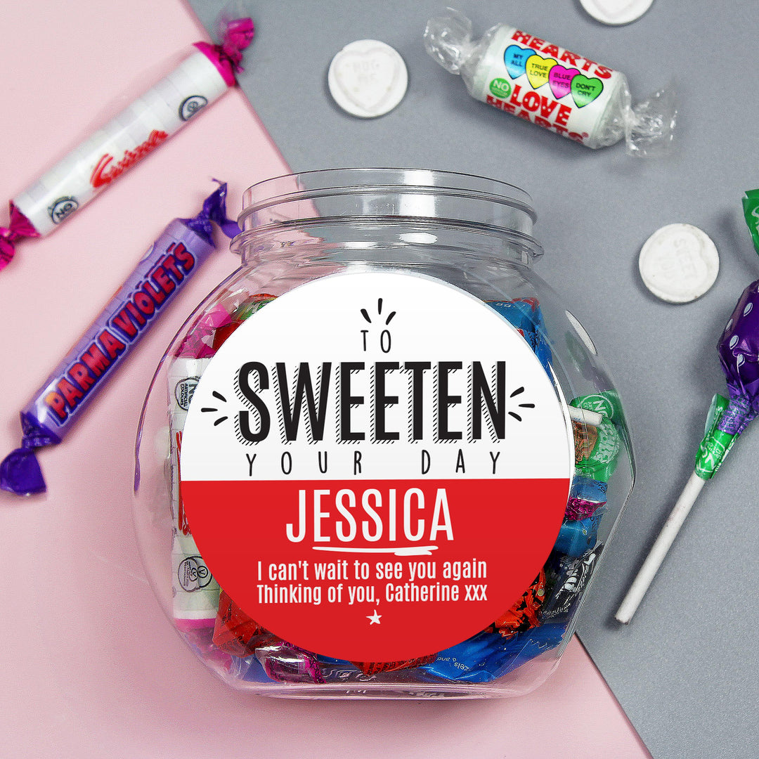 Personalised To Sweeten Your Day Sweet Jar, The Personal Shop, personalised gifts