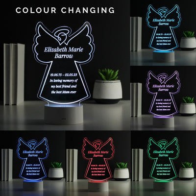 Personalised Free Text Angel Memorial Colour Changing LED Light