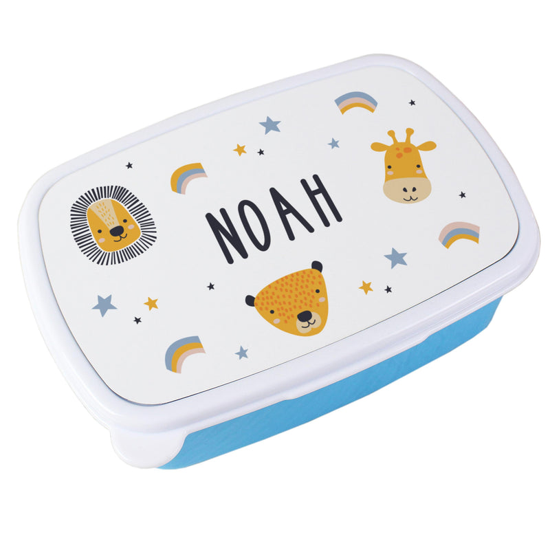 Personalised Zoo Blue Lunch Box