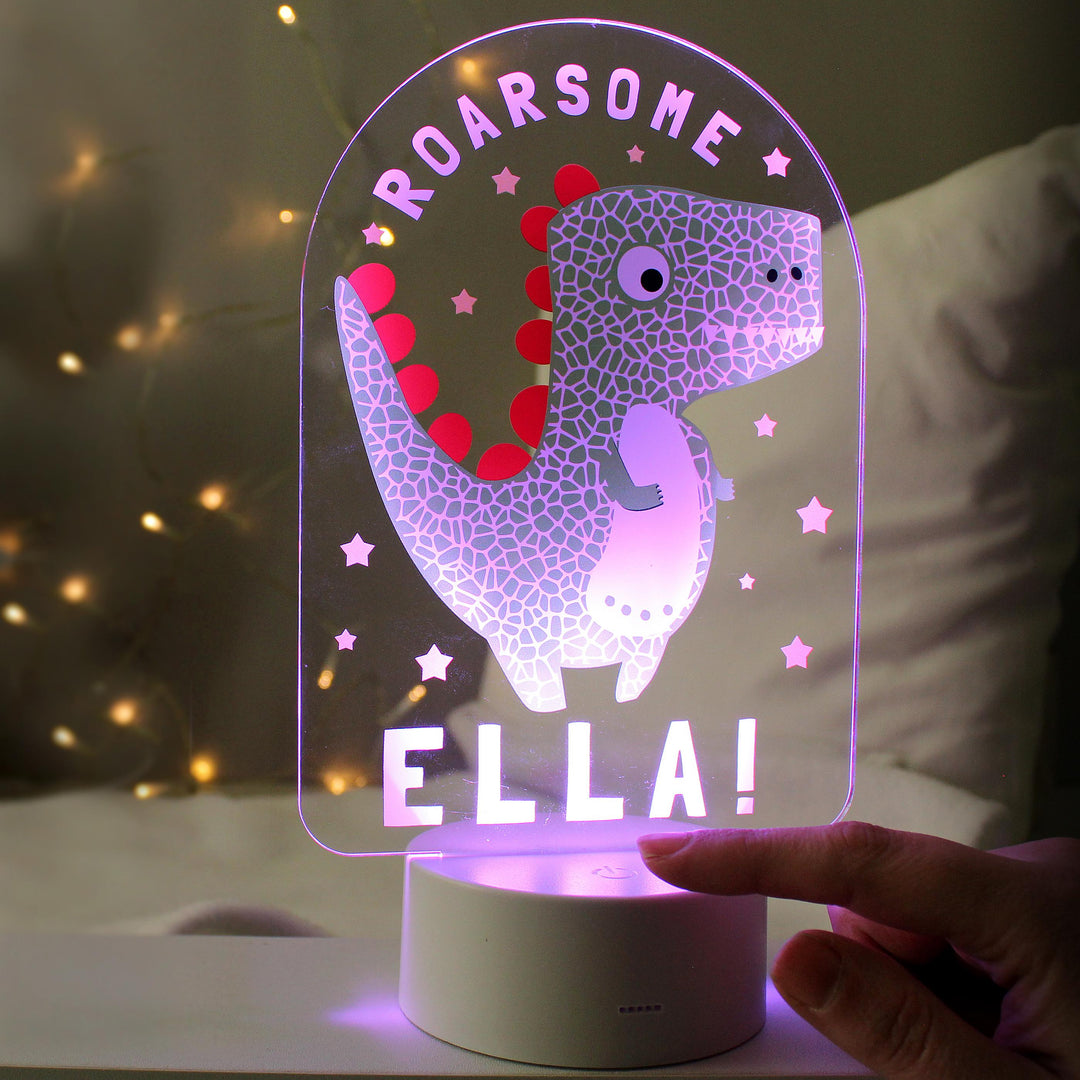 Personalised Roarsome Dinosaur LED Colour Changing Night Light – alternative view