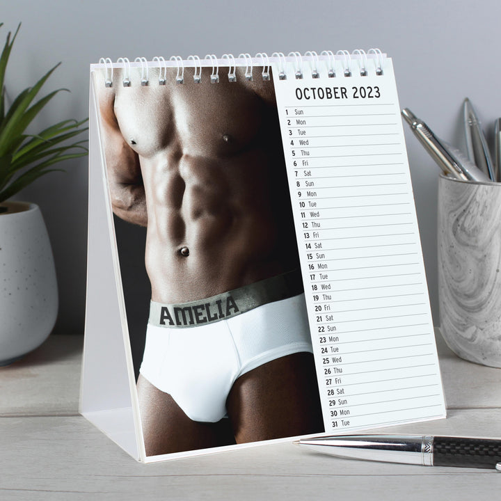 Personalised Hot Hunks Desk Calendar – alternative view