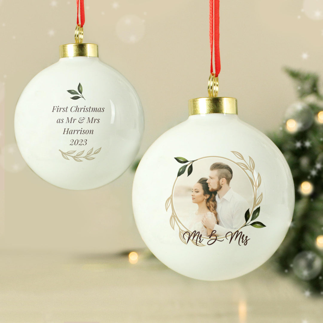 Personalised Photo Upload Memorial Bauble – alternative view