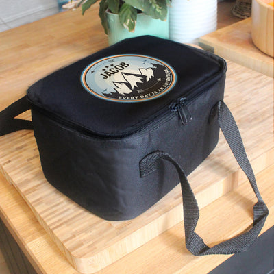 Personalised Adventure Black Lunch Bag