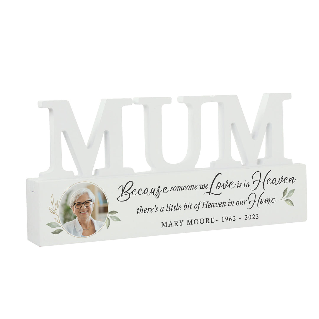 Personalised Botanical Memorial Photo Upload Wooden Mum Ornament, The Personal Shop, personalised gifts