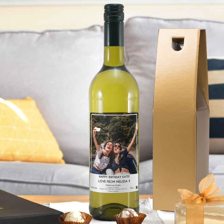 Personalised Photo Upload White Wine