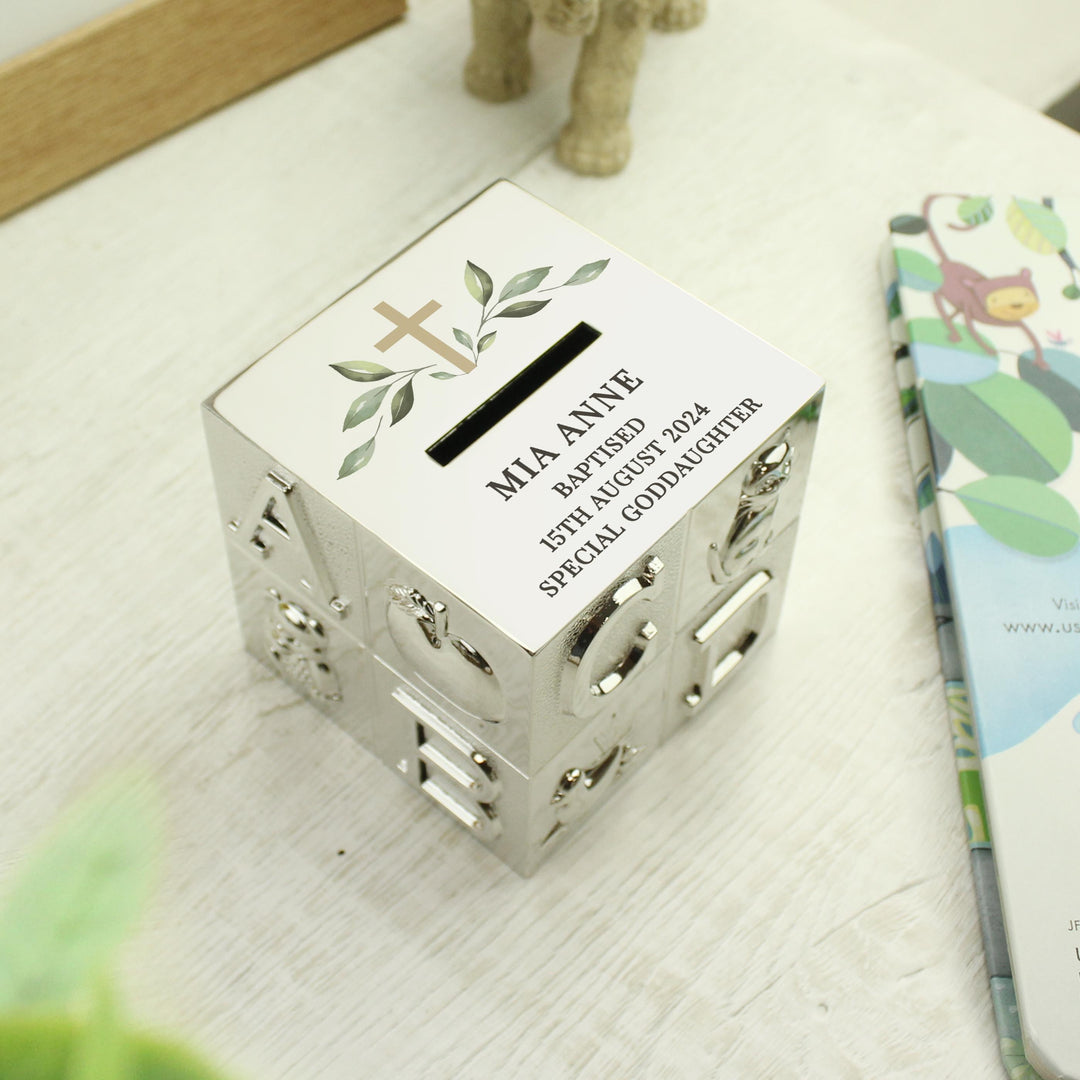 Personalised Christening ABC Money Box – alternative view