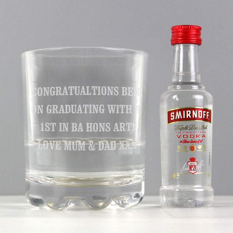 Personalised Tumbler and Smirnoff Vodka Miniature Set