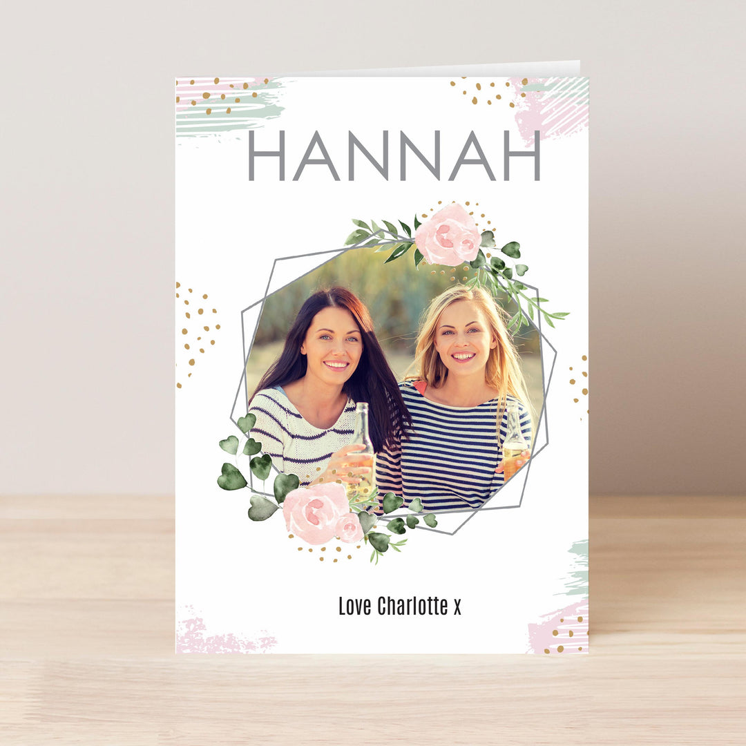 Personalised Floral Abstract Photo Upload Card - alternative view