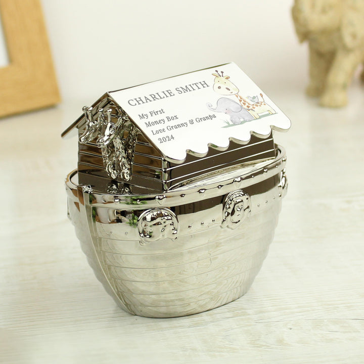 Personalised Hessian Friends Noahs Ark Money Box – alternative view