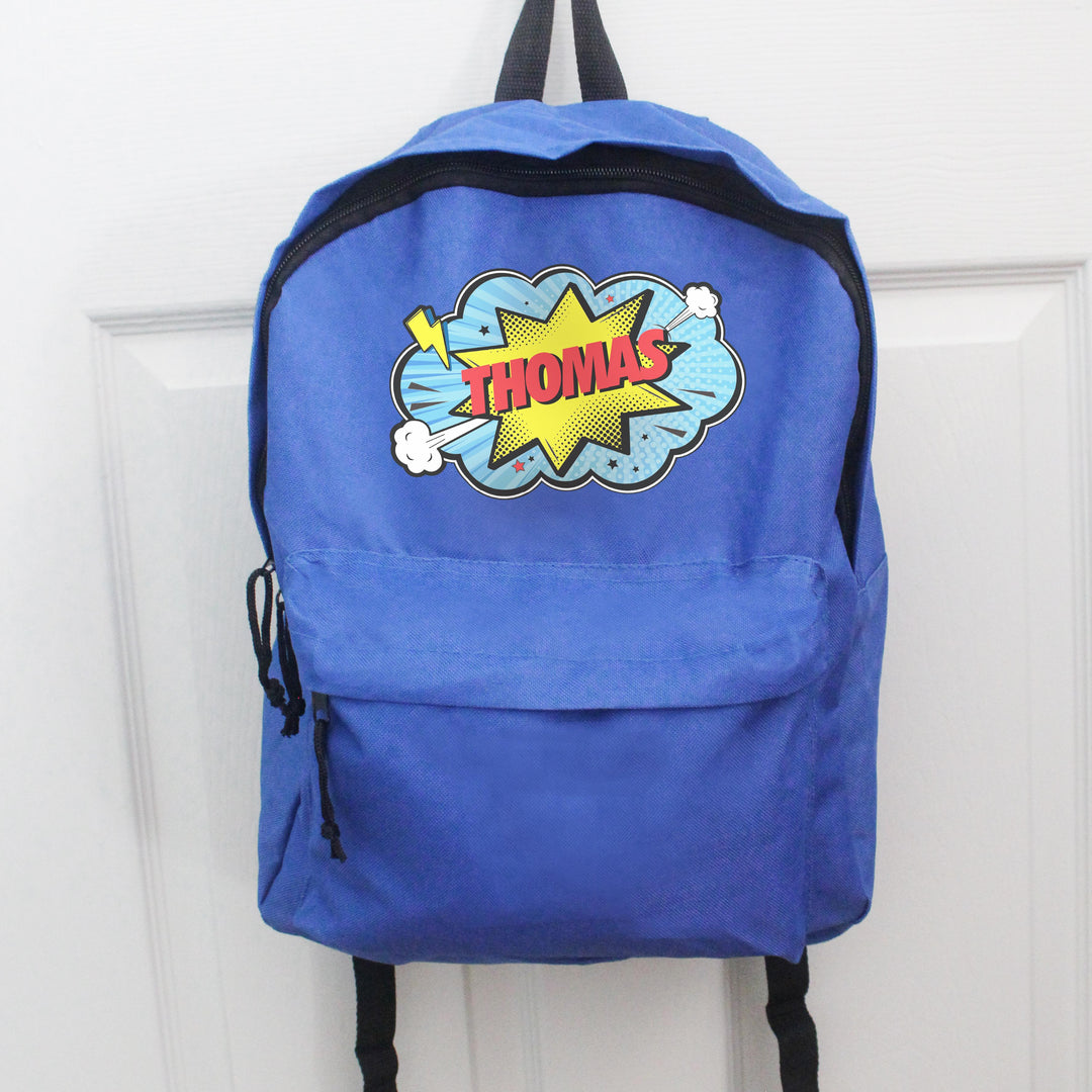 Personalised Superhero Blue Backpack – alternative view