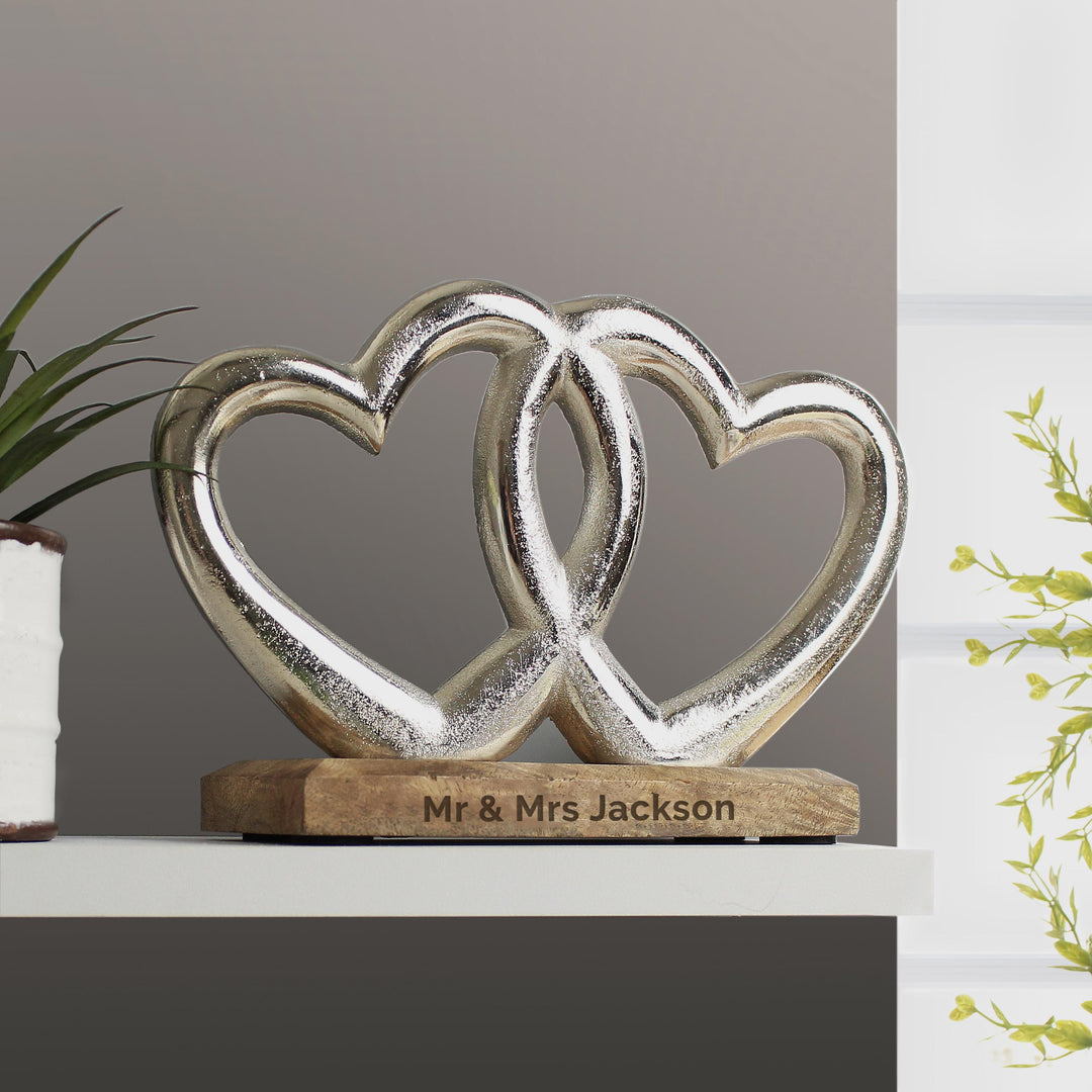 Personalised Free Text Double Heart Ornament – alternative view