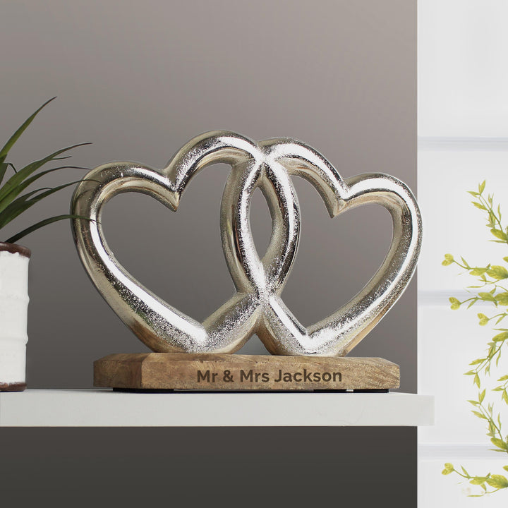 Personalised Free Text Double Heart Ornament – alternative view