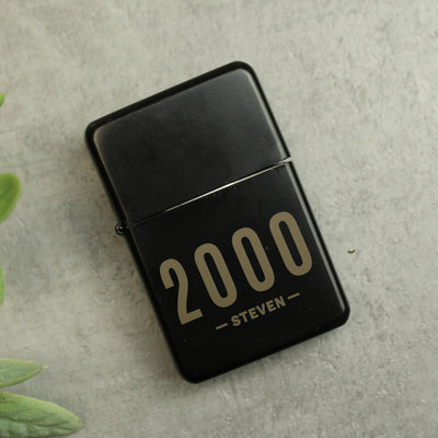 Personalised Date & Name Black Lighter