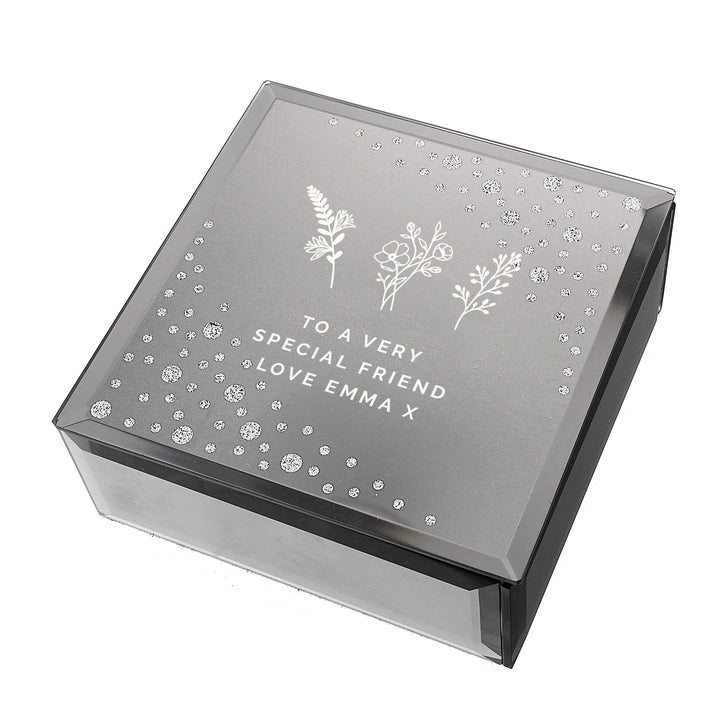 Personalised Floral Diamante Mirrored Trinket Box – alternative view