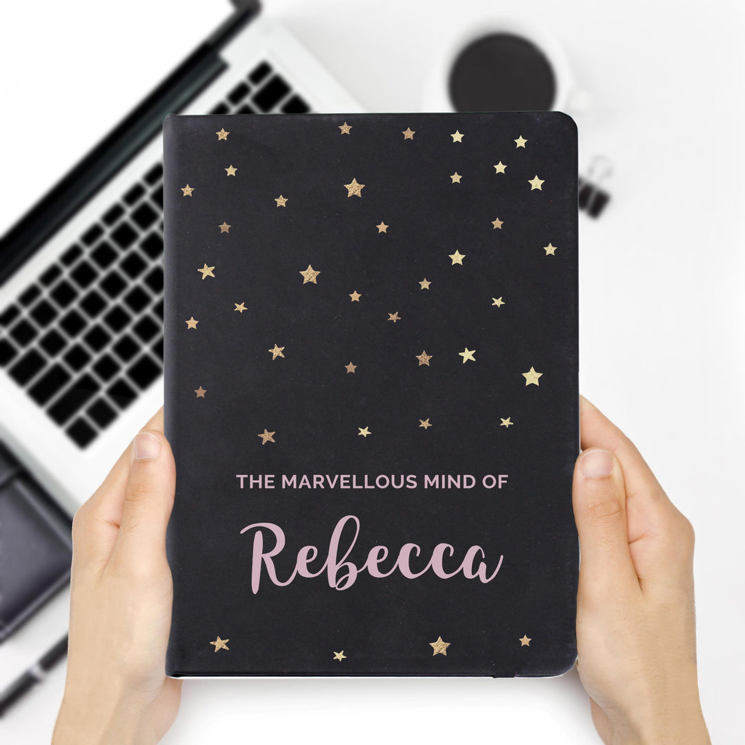 Personalised Starry Black Hardback Notebook, The Personal Shop, personalised gifts